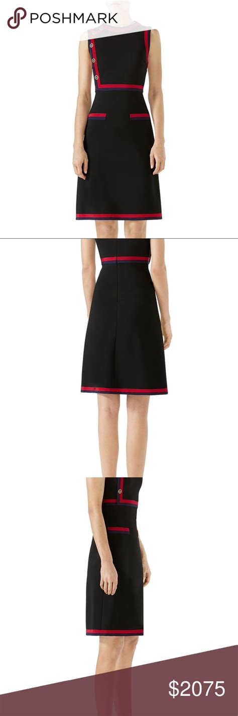 gucci stripe trim a-line abiti dress|gucci dresses for women.